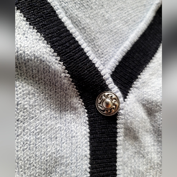 St John Sport Santana Wool Blend Cardigan Size Medium Contrast Trim Blue - Picture 4 of 14